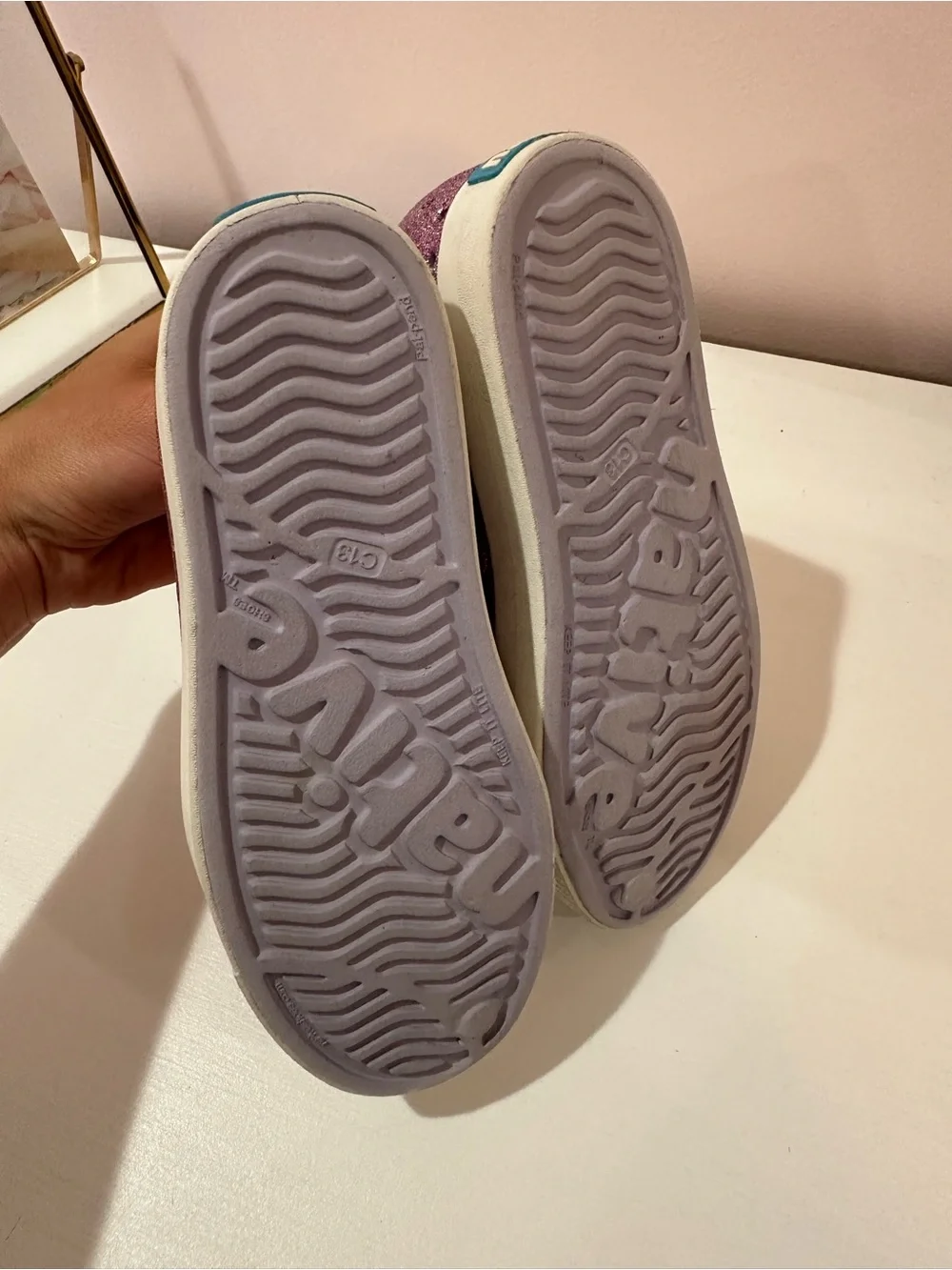 Native Shoes Jefferson Sneaker size C13 purple glitter
